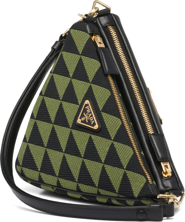 Prada Triangle Mini Leather Pouch Bag in Green