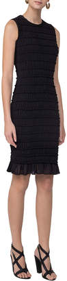 Akris Punto Smocked Flounce-Hem Sleeveless Dress, Black