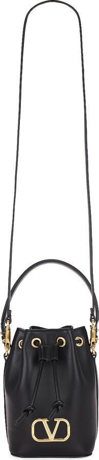 Valentino Garavani V Logo Signature Mini Bucket Bag in Black