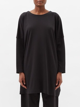 eskandar Longline Pima Cotton Long-sleeved T-shirt - Black