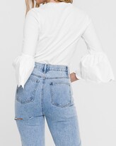 Thumbnail for your product : Express English Factory Scallop Bell Sleeve Knit Top