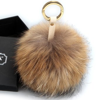 FURTALK Genuine Large Fox Fur Pompoms Mobile Strap Coppia Keychain Fox Fur Ball