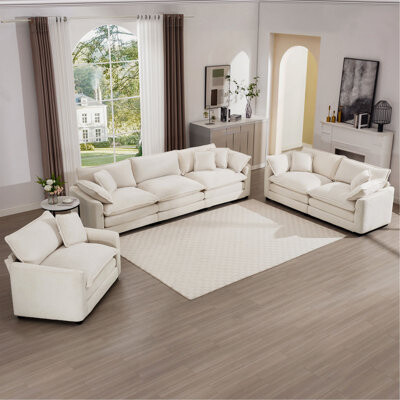Latitude Run 3 - Piece Sofa Set Comfortable Oversized Sofa with One Single Sofa One 2-Seater Sofa and One 3-Seater SofaDeep Seat Sofa