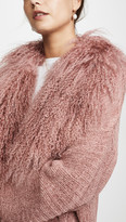 Thumbnail for your product : Cushnie Cable Knit Long Cardigan with Detachable Tibet Lamb