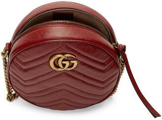 Gucci Red Mini GG Marmont Round Bag