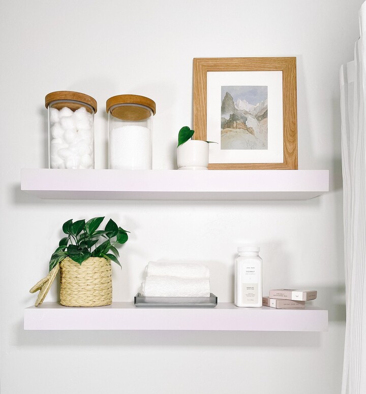 Violet Floating Shelves, Custom Shelves With Hidden Bracket, Hint Of By Benjamin Moore