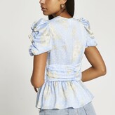 Thumbnail for your product : River Island Womens Blue short sleeve peplum top