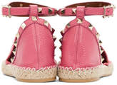 Thumbnail for your product : Valentino Pink Garavani Leather Rockstud Espadrilles