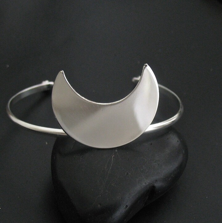 Etsy Moon Bracelet Cuff in Sterling Silver Stevie Nicks Jewelry Waxing Waning Bracelet Celestial Cuffs Gifts For Her
