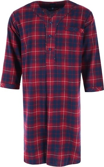 Majestic International MajesticInternationalMen'sPlaidFlannelNightshirt,Small/Medium,DarkRed