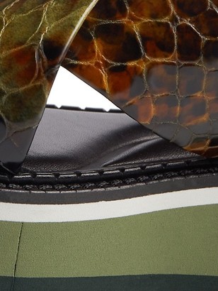 Clergerie Freedom Snakeskin-Embossed Leather Platform Wedge Slingback Sandals