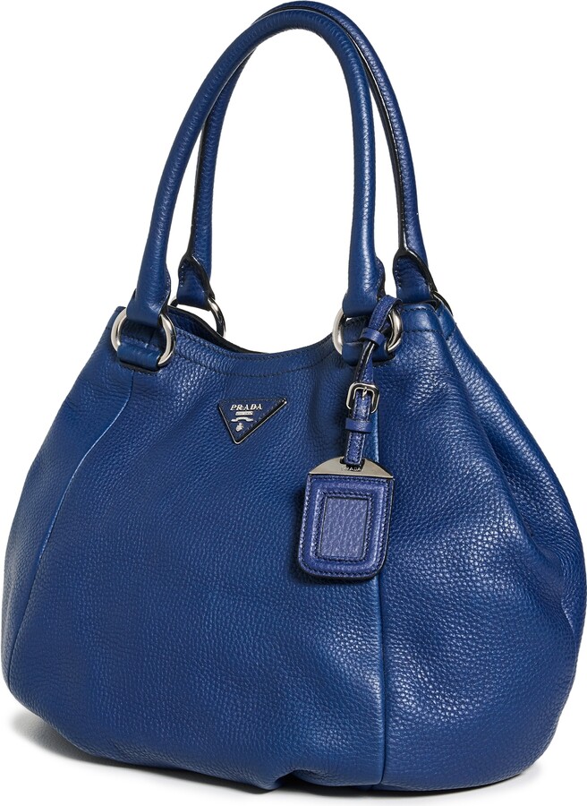 What Goes Around Comes Around Prada Blue Saffiano Crossbody Bag