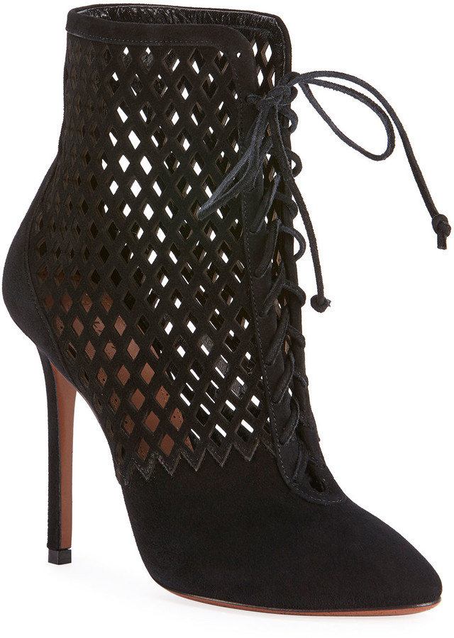 laser cut booties low heel