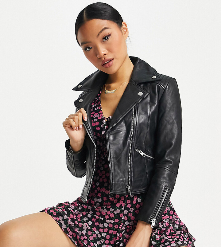 petite red leather jacket