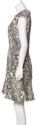 Yigal Azrouel Animal Print Leather-Trimmed Dress