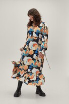 Thumbnail for your product : Nasty Gal Womens Plus Size Oversized Floral Wrap Midi Dress - Black - 20