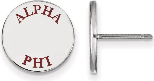 Black Bow Jewelry Co. BlackBowJewelrySterlingSilverAlphaPhiGreekLifeEnameledNameDiscStudEarrings