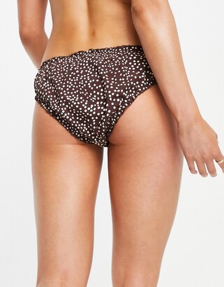 And other stories & spot print frill edge bikini bottoms in brown