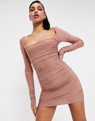 IN THE STYLE PERRIE SIAN ONE SHOULDER RUCHED DRESS - Cocktail dress / Party  dress - pink 