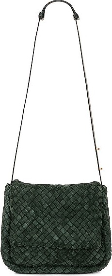 Bottega Veneta Small Cobble Shoulder Bag in Dark Green - ShopStyle
