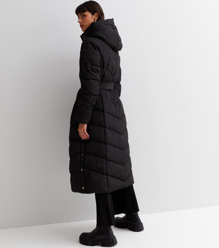 Cameo Rose Black Quilted Longline Puffer Coat - ShopStyle