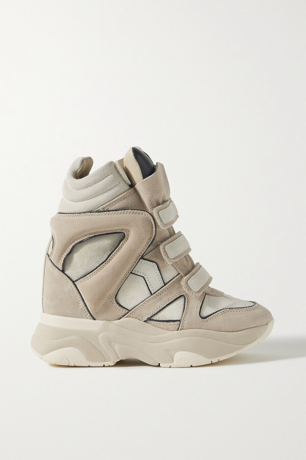 Isabel Marant Balskee Leather And Suede High-top Wedge Sneakers - Neutrals  - ShopStyle