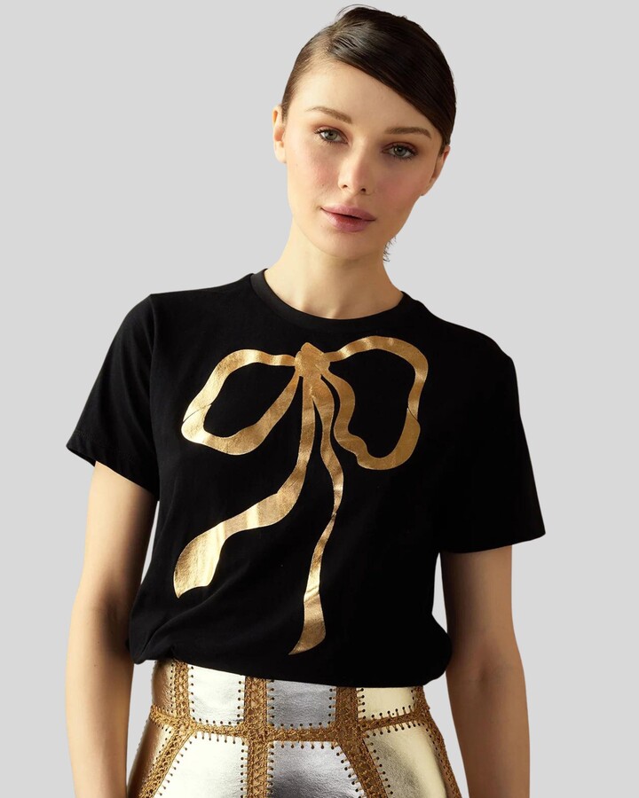 Cynthia Rowley Metallic Bow Tee