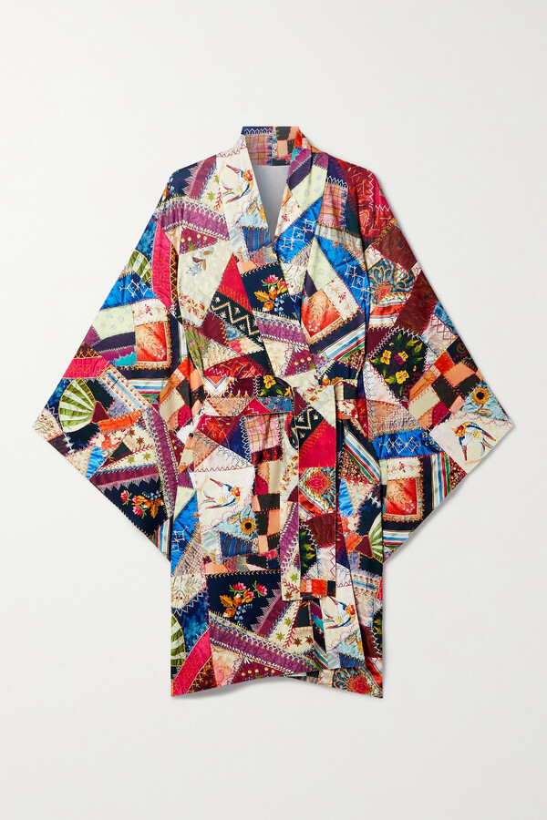 Norma Kamali Patchwork Printed Stretchjersey Robe Red ShopStyle