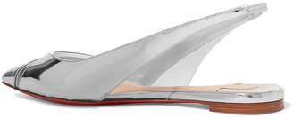 Christian Louboutin V Dec Pvc And Metallic Leather Slingback Point-toe Flats