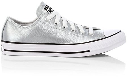 Dripping fire gange Fader fage converse chuck taylor all star metallic leather trainers in silver,New  daily offers,orjinsemsiye.com