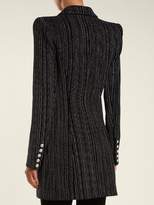 Thumbnail for your product : Balmain Striped Single Breasted Velvet Blazer - Womens - Black Silver