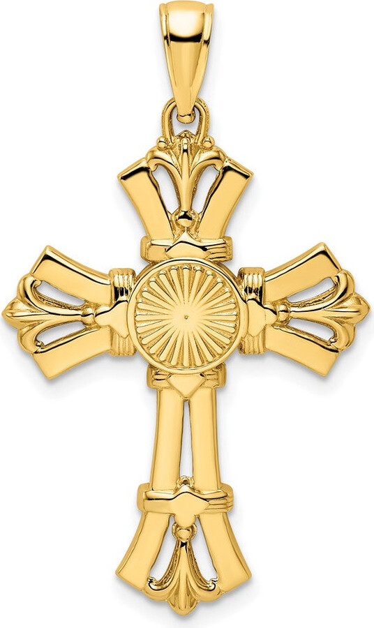 Diamond2Deal 14k Yellow Gold Polished Fancy Cross Pendant
