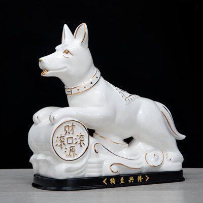 Infinity Artistic Ceramic Dog Statue - Symbol Of Good Fortune