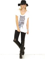 Thumbnail for your product : Lauren Moshi Color Owl April Oversized V-Neck Tee in White