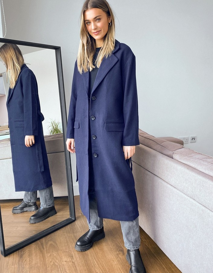 Levi's frida longline coat in navy - ShopStyle