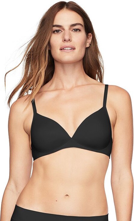 Warner's womens No Side Effects Underarm and Back-smoothing Comfort  Wireless Lift T-shirt Rn2231a T Shirt Bra, Black, Small US