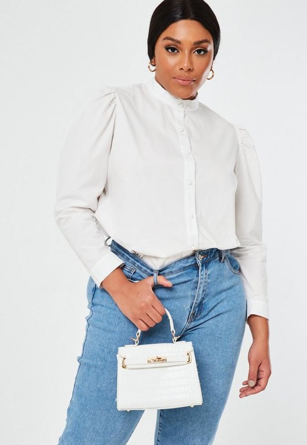 women's plus size white collar shirts