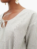 Thumbnail for your product : Belize - Hazel Yoke-panel Striped Linen-blend Blouse - Grey White