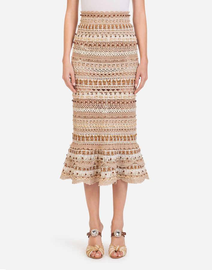 Dolce & Gabbana Longuette skirt in crochet with rhinestones - ShopStyle