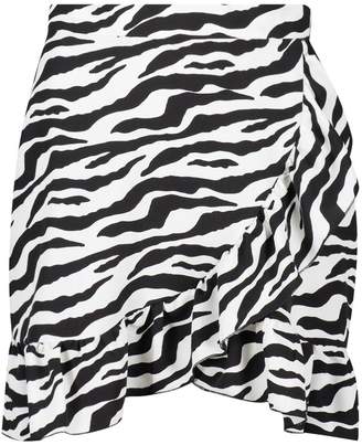 boohoo Ruffle Front Zebra Print Mini Skirt