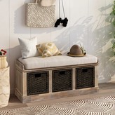 Thumbnail for your product : Breakwater Bay Jaggers Upholstered Drawer Storage Bench Color: Light Brown