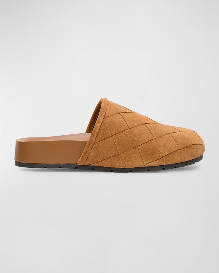 Bottega Veneta Reggie Woven Suede Slipper Mules