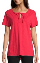 Thumbnail for your product : Hanes Women's Tie Front Henley with Crochet Trim