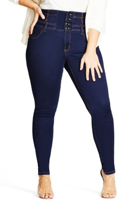 City Chic Plus Size Women's Harley Corset Waist Stretch Skinny Jeans