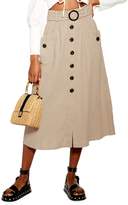 Thumbnail for your product : Topshop Belted Button Midi Skirt