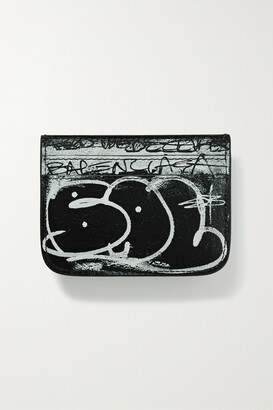 Balenciaga Le Cagole Graffiti Studded Leather Cardholder