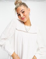 Thumbnail for your product : Object mini smock dress with lace detail in white