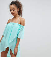 Thumbnail for your product : ASOS Petite PETITE Beach Off Shoulder Wrap Front Cover Up