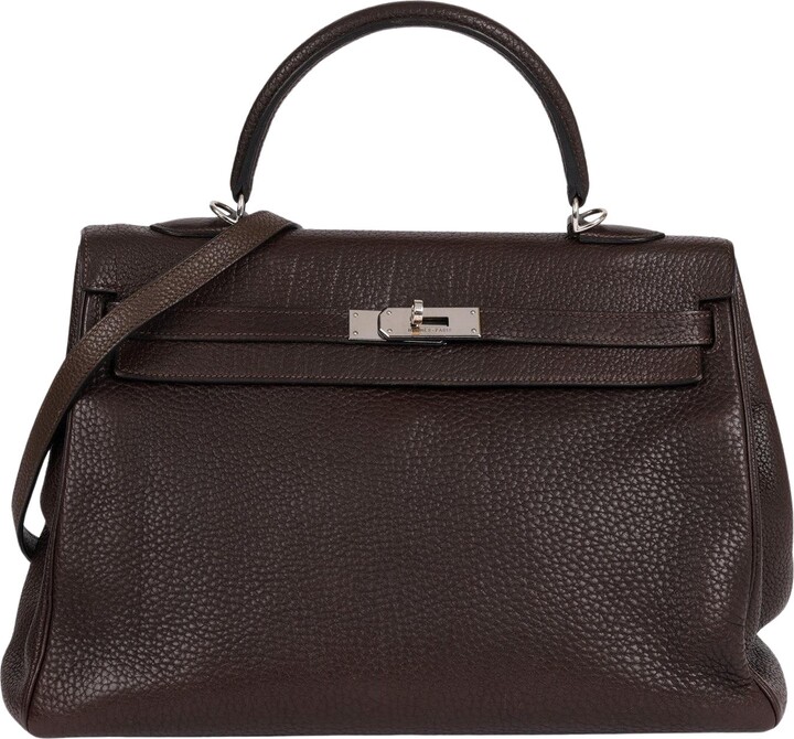 Hermes Ebene Fjord Leather Kelly 35cm Retourne