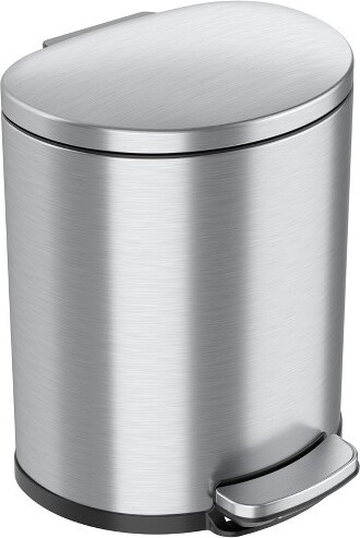iTouchless iTouchlessStepPedalKitchenTrashCanwithAbsorbXOdorFilterandRemovableInnerBucket5GallonSemi-RoundStainlessSteel